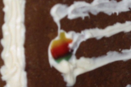 Fruit Rollup Logo Closeup of Apple Logo made from a Fruit Rollup