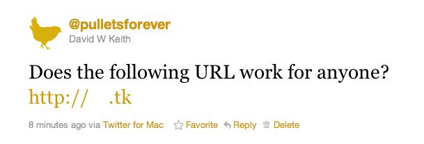 Screenshot of Tweet in Chrome on macOS Lion